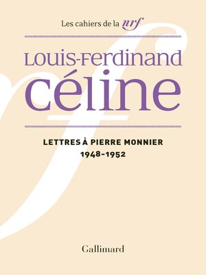 cover image of Lettres à Pierre Monnier (1948-1952)